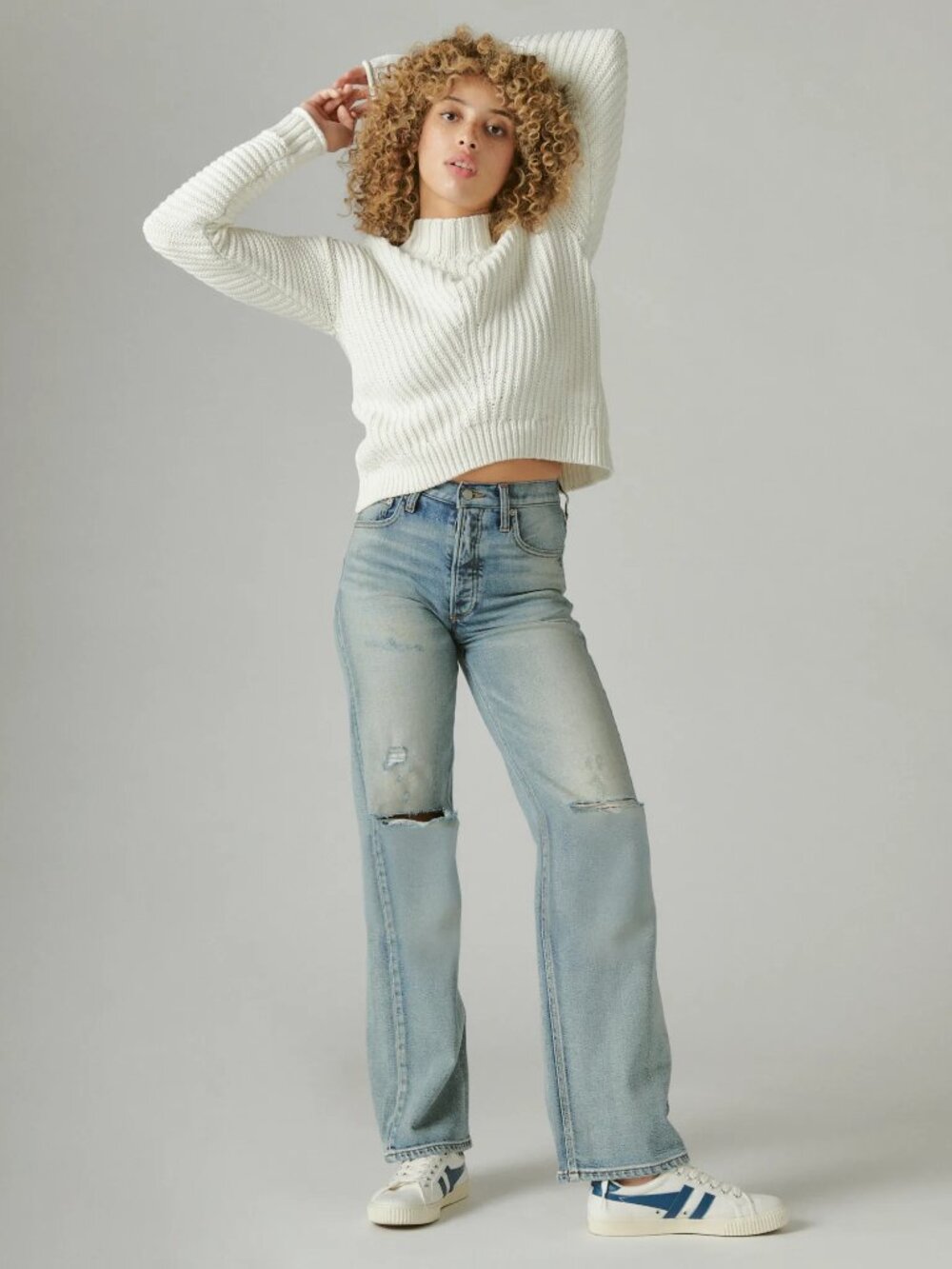 Textured Turtleneck - Lucky Brand - Ribbed Mock Neck Women's Sweater - Picture 2 of 14